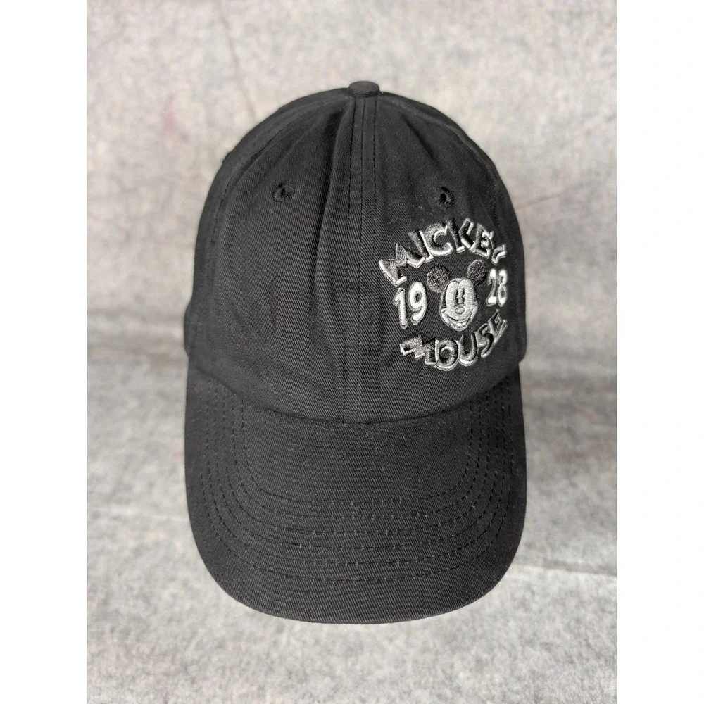 Disney Mickey Mouse 1928 Embroidered Baseball Cap Black Adjustable Dad Hat Mens‎
